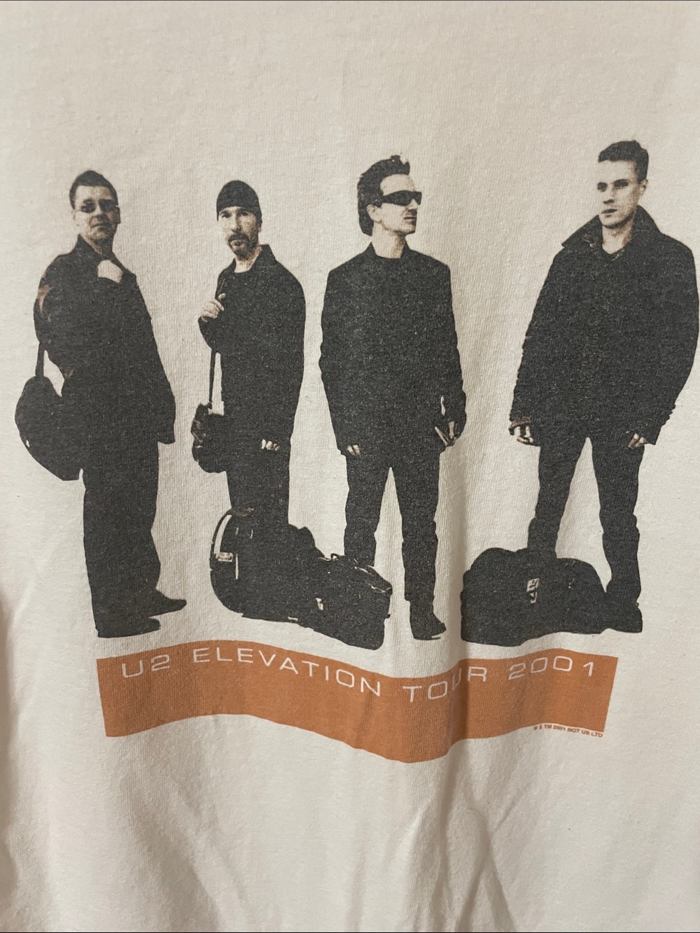 U2 Elevation Tour 2001 White Graphic Tee Size Medium